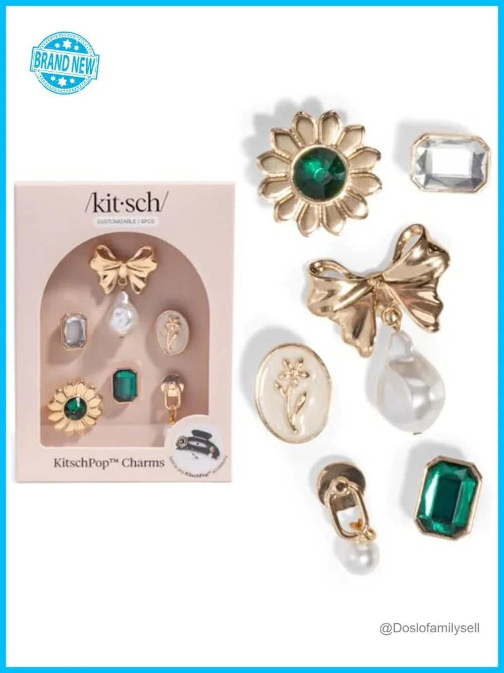 Interchangeable Hair Clip Charms Set - 6pcs Gold Accent Charms